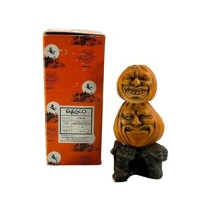Enesco Double Pumpkin Head Candle Holder Anthropomorphic 1988 Vintage Halloween